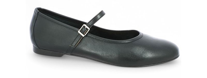 Ballerine femme grande taille en cuir noir